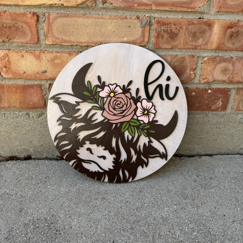 Highland Cow Welcome Sign