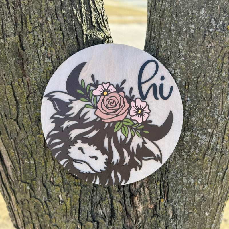 Highland Cow Welcome Sign