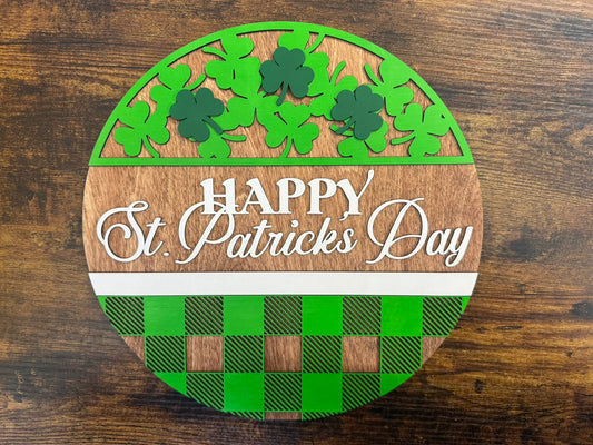 St. Patrick's Day Plaid and Clover Round