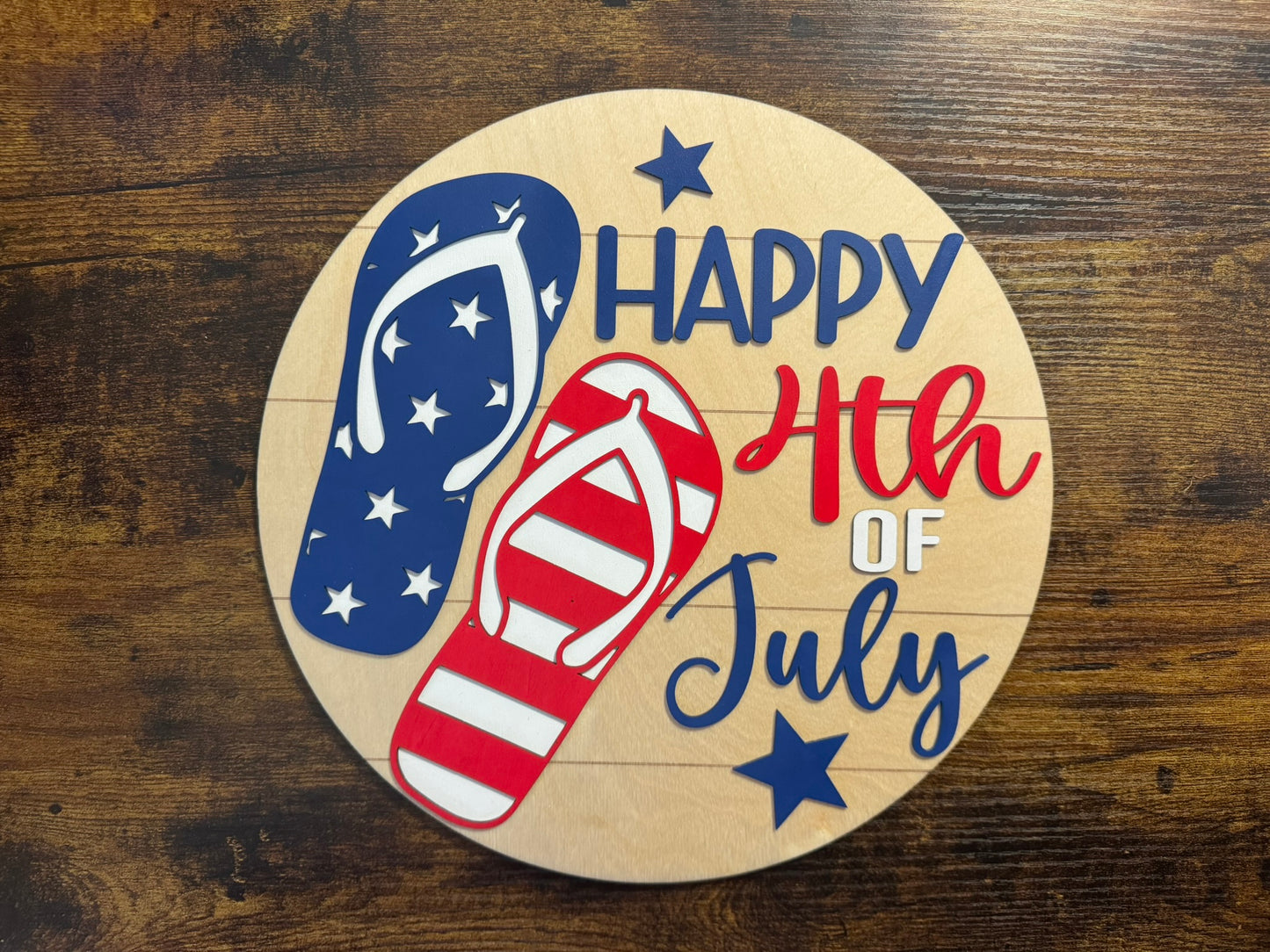 4th of July Flip Flops Round